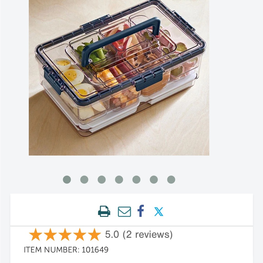 Pampered Chef Clear Multi-Compartment Food Carrier with Teal Handle